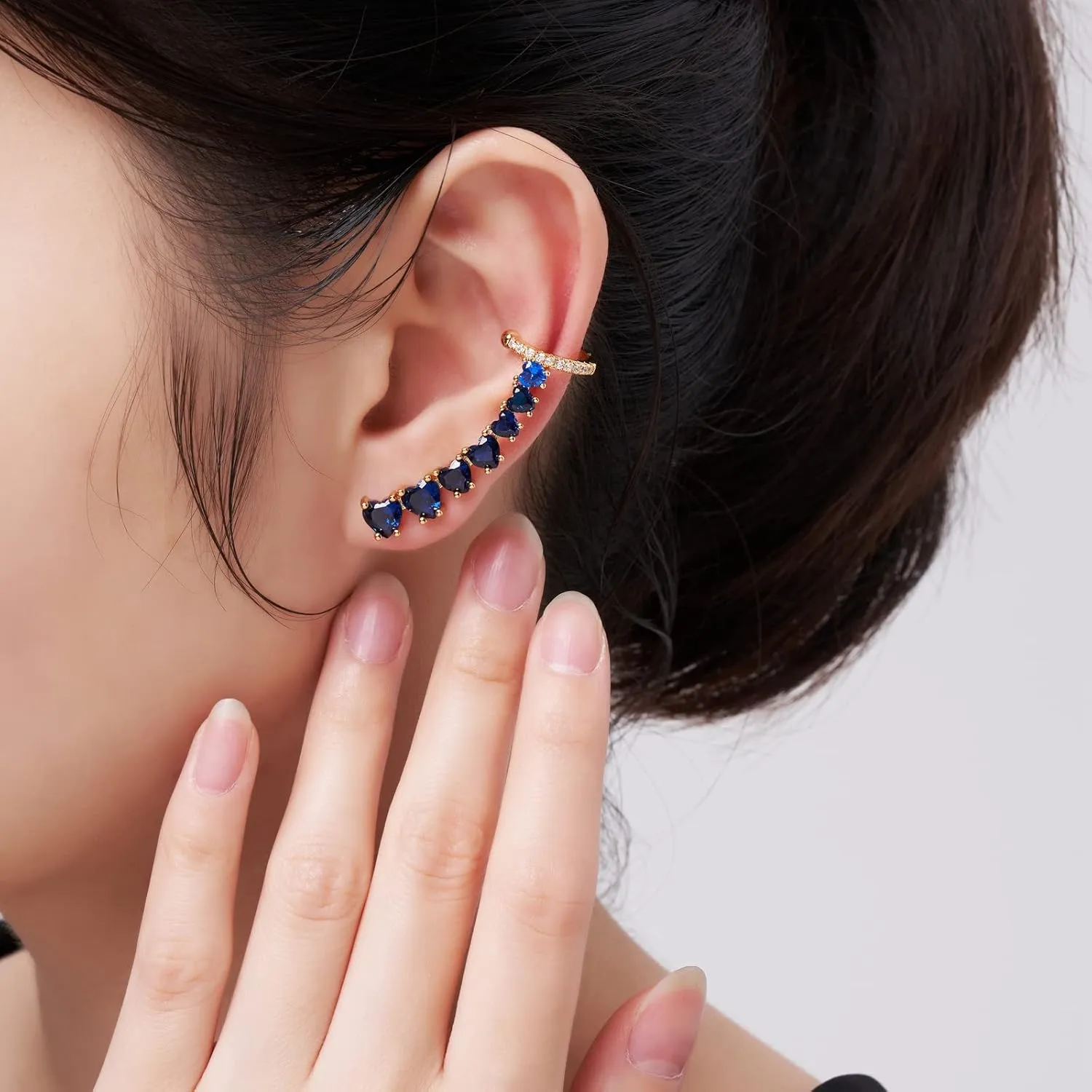 925 Sterling Silver Post Stud Earrings for Women Cartilage Ear Cuffs Hoop Climber 7 Multcolors Cubic Zirconia CZ Hypoallergenic Piercing Gifts For Her