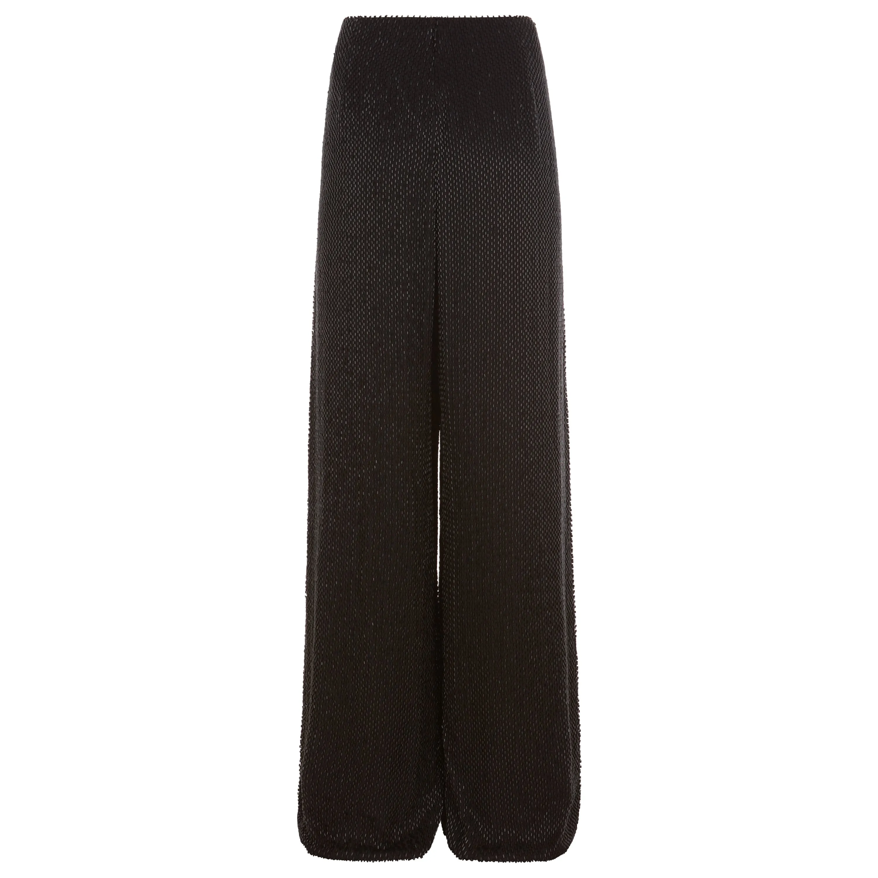 Black Bugle Bead Wide Leg Pant