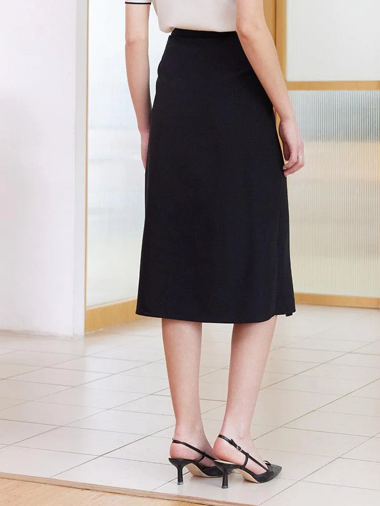 Black Mulberry Silk Wrap Skirt