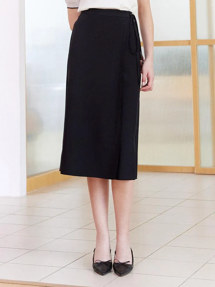 Black Mulberry Silk Wrap Skirt