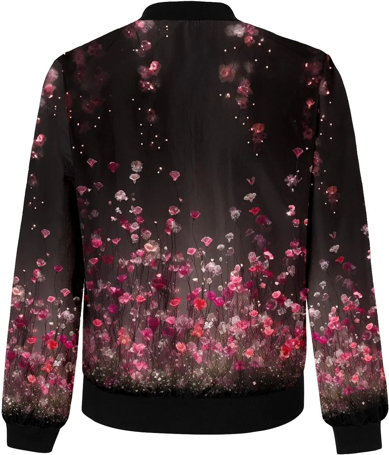 Bomber Jacket Women 2025 Casual Long Sleeve Zip Up Floral Outerwear Lightweight Trendy Fall Coats With Pockets