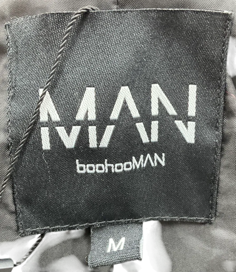boohooMan Black Faux Fur Overcoat UK M