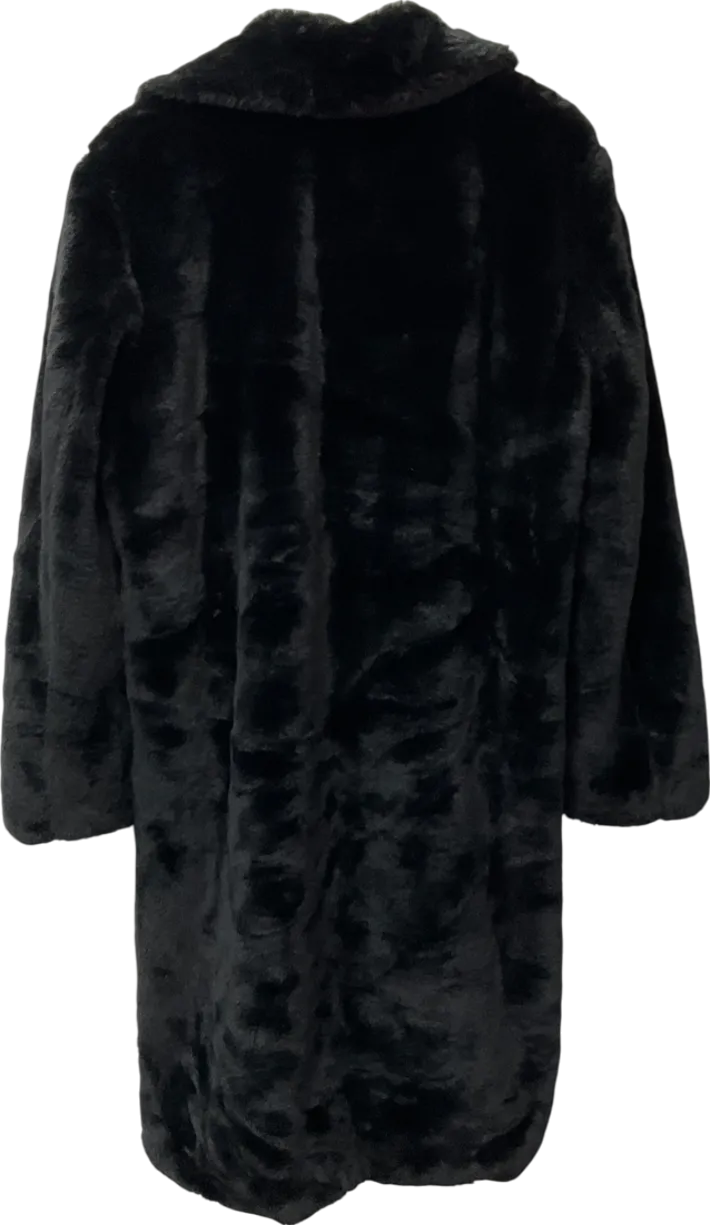 boohooMan Black Faux Fur Overcoat UK M