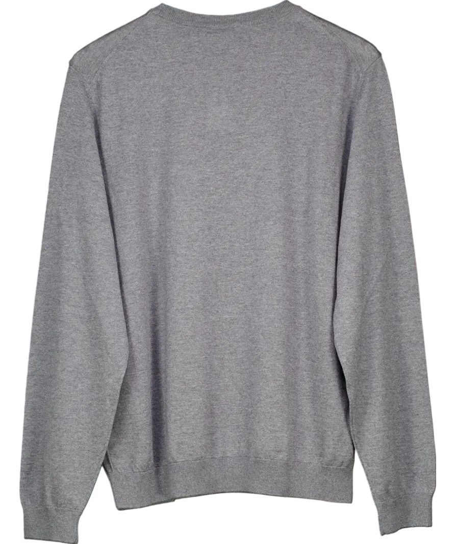 BOSS Grey Merino Wool Slim Fit Sweater UK L