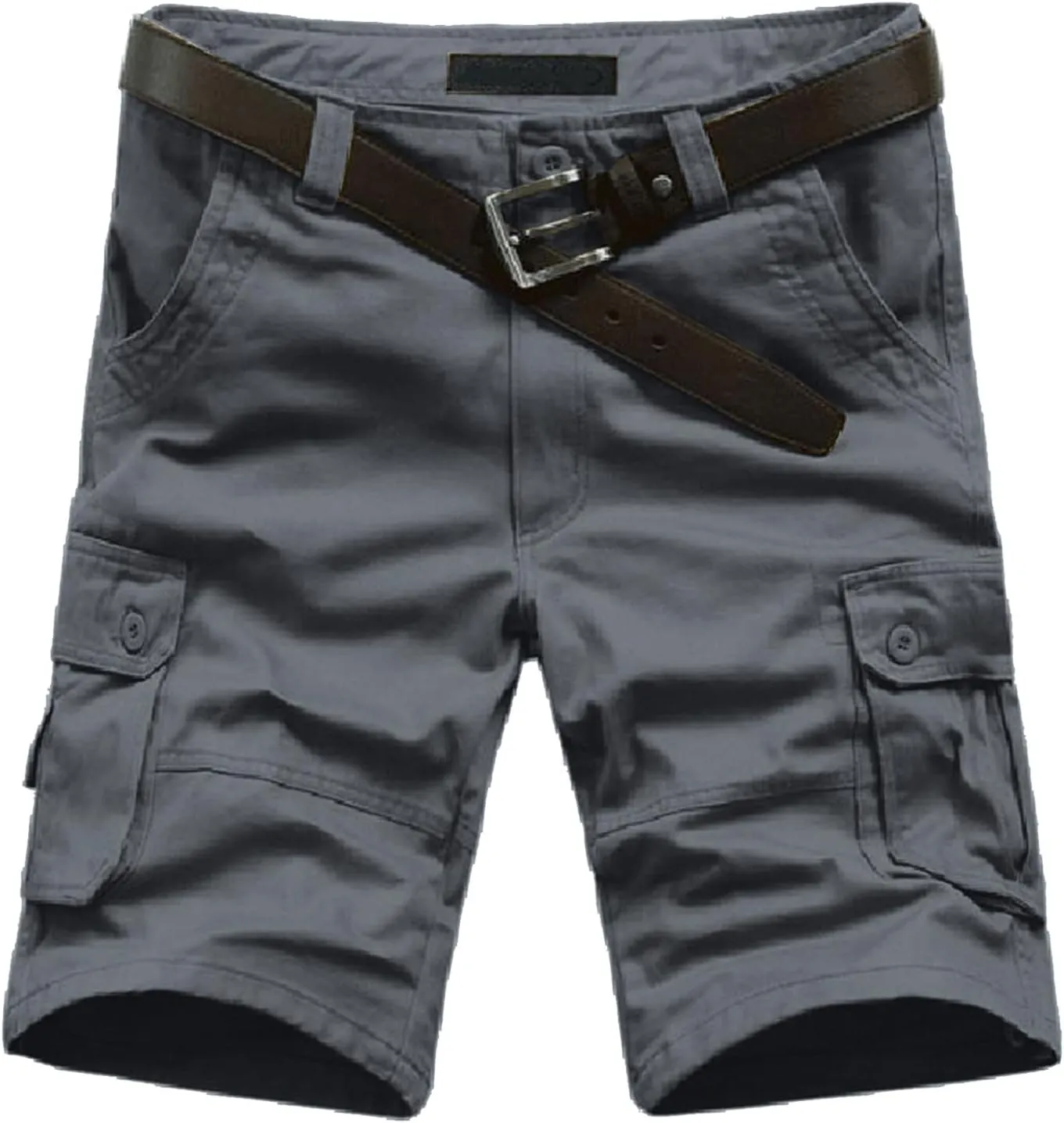 Cargo Shorts for Men Elastic Waist Flat Front Casual Pants Summer Training Tactical Workout SweatShorts with Pockets
