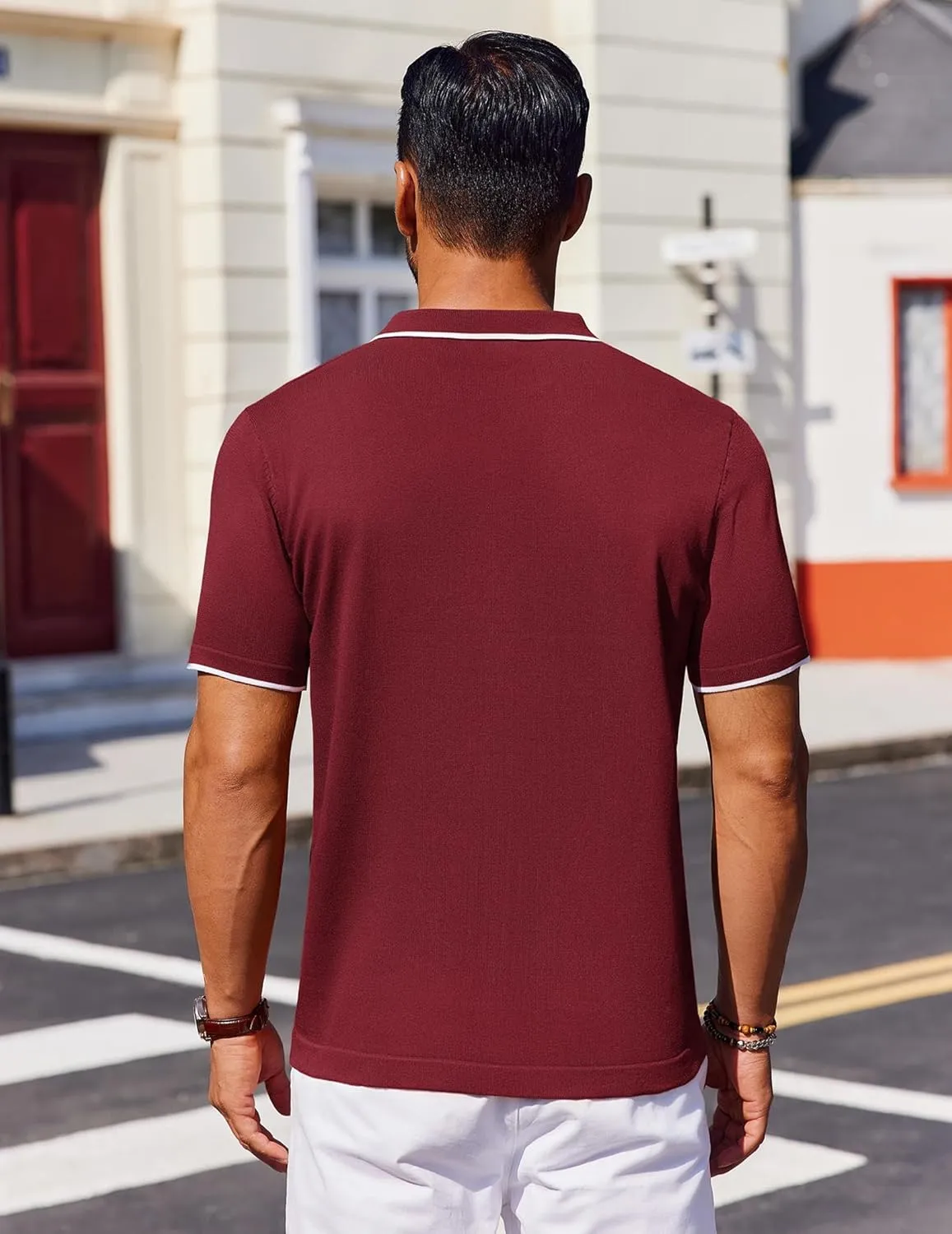 COOFANDY Mens Polo Shirts Short Sleeve Casual Knit Polo Shirt Vintage Golf T Shirts Old Money Tops