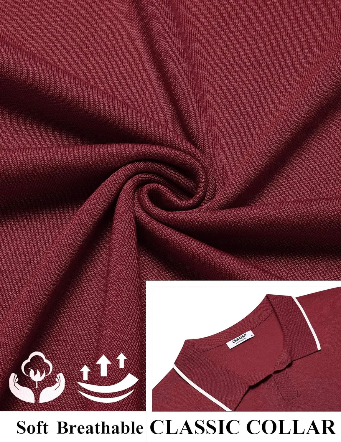 COOFANDY Mens Polo Shirts Short Sleeve Casual Knit Polo Shirt Vintage Golf T Shirts Old Money Tops