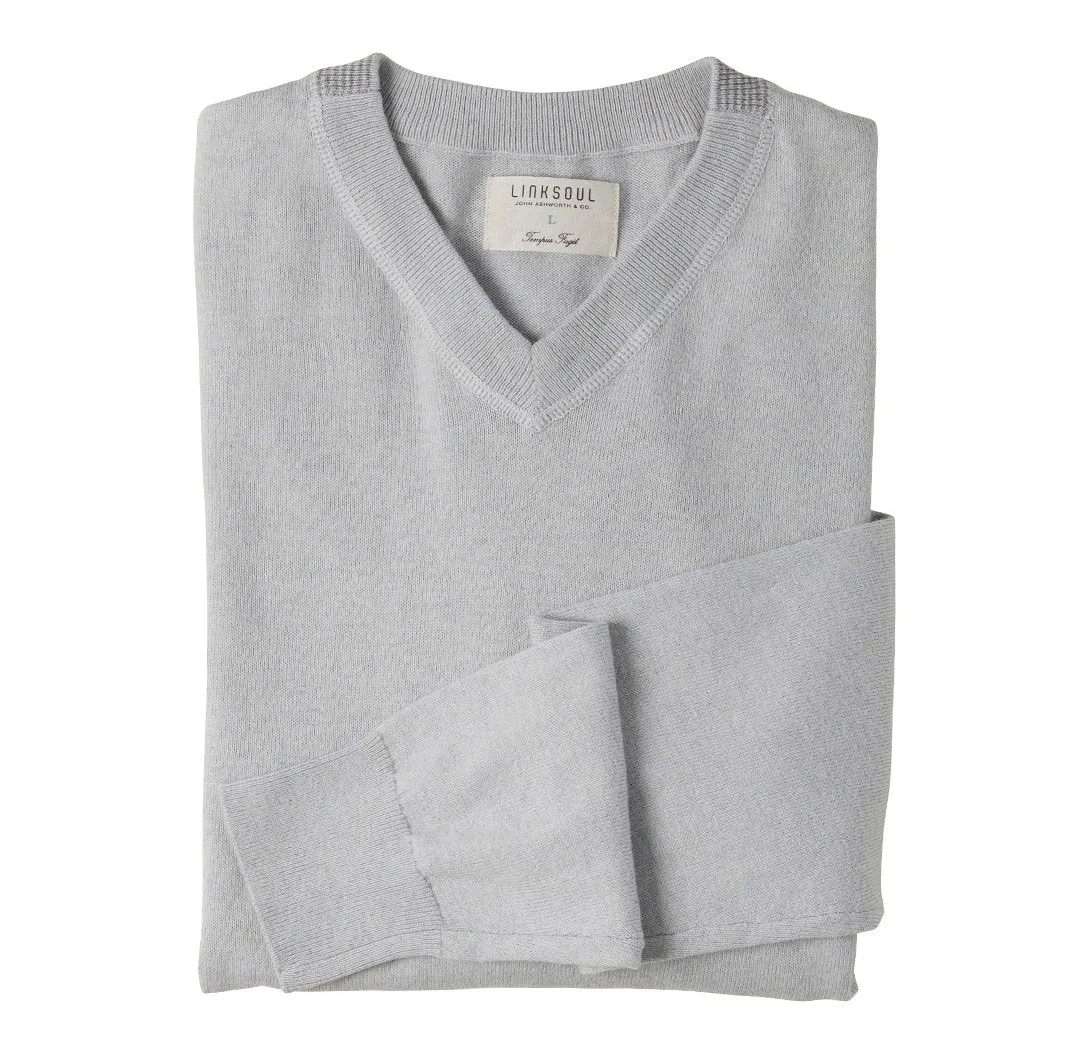 COTTON CASHMERE V-NECK GOLF SWEATER