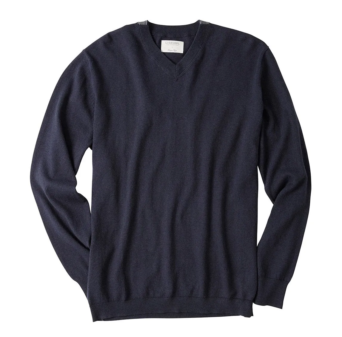 COTTON CASHMERE V-NECK GOLF SWEATER