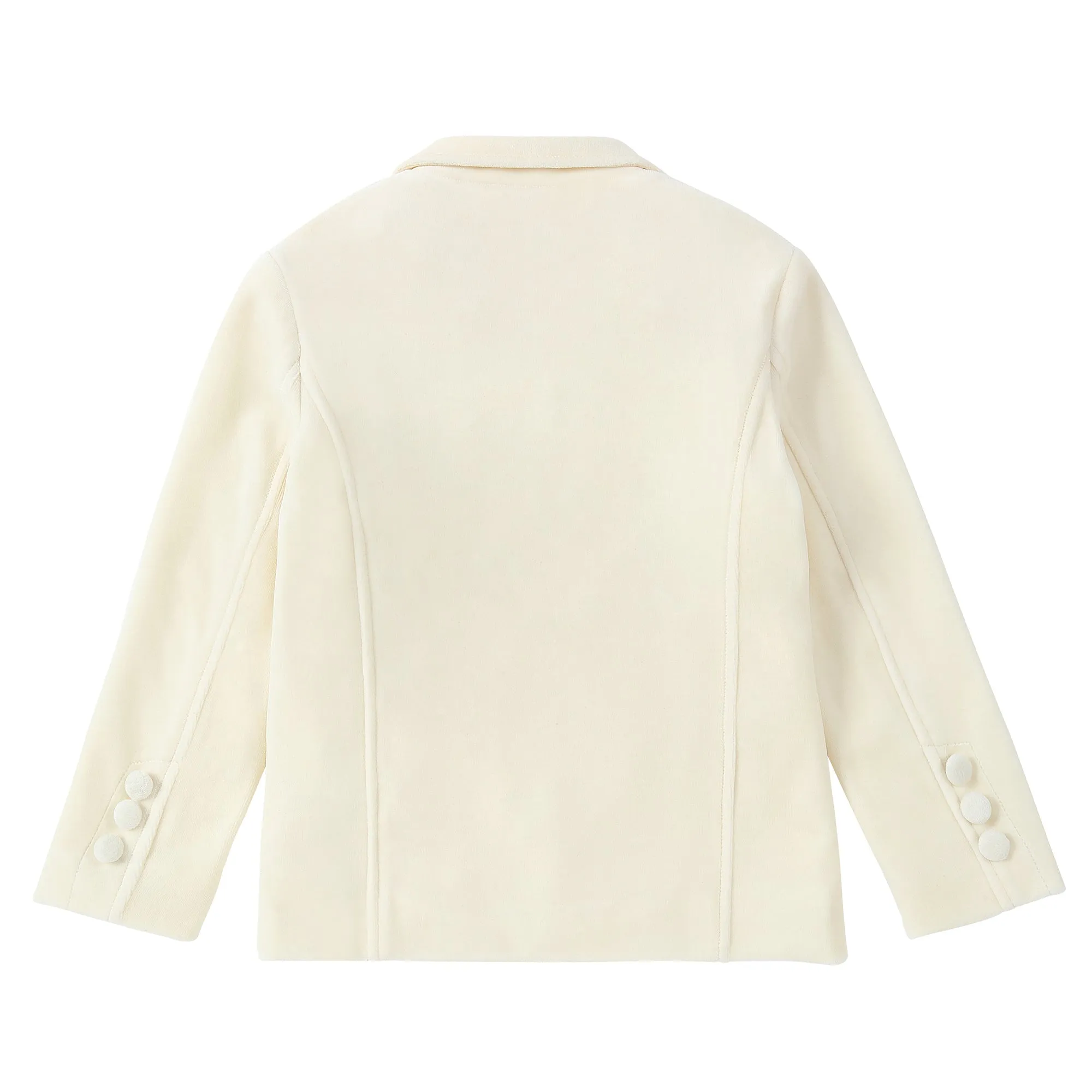 Cream Velvet Emblem Blazer