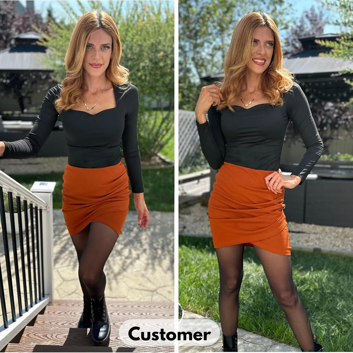 EXLURA Women's Bodycon Ruched Tulip Mini Skirt Elastic High Waist Asymmetrical Short Skirts