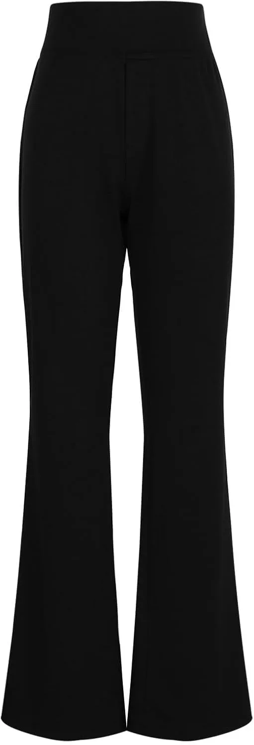 Flare Leggings for Women Casual Elastic High Waisted Wide Leg Pants Athletic Slim Fit Solid Color Bootcut Yoga Pants