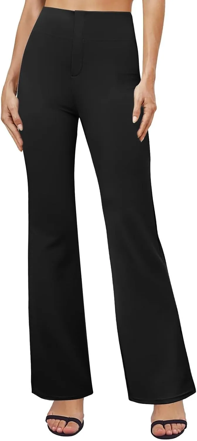 Flare Leggings for Women Casual Elastic High Waisted Wide Leg Pants Athletic Slim Fit Solid Color Bootcut Yoga Pants