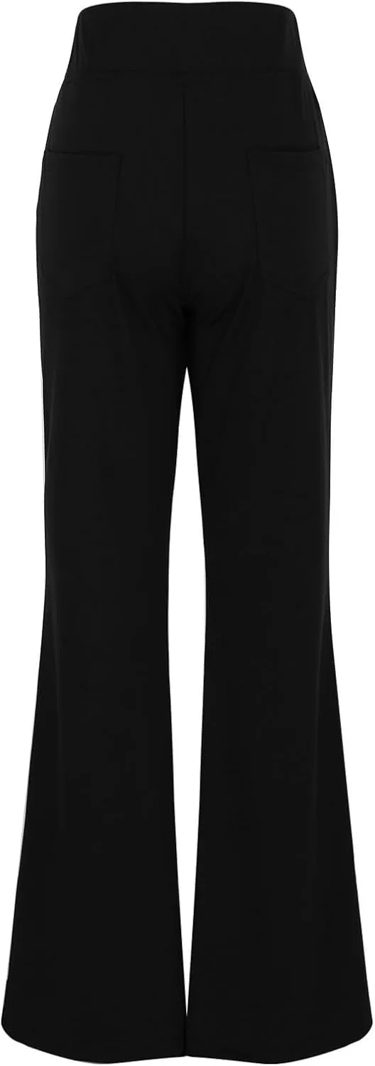 Flare Leggings for Women Casual Elastic High Waisted Wide Leg Pants Athletic Slim Fit Solid Color Bootcut Yoga Pants