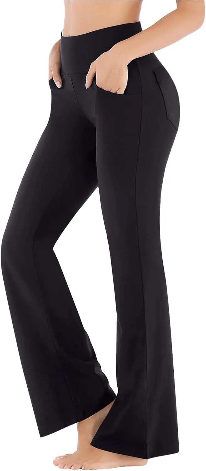 Flare Yoga Pants For Women Long Workout Legging Bell Bottom High Rise Stretch Bootcut Pull On Casual Lounge Trouser