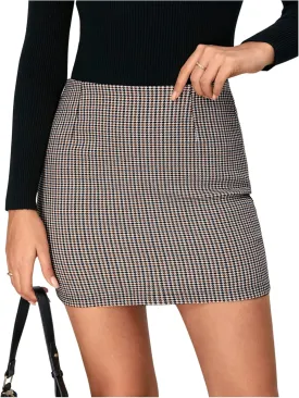 Floerns Women's Plaid High Waist Bodycon Mini Skirt