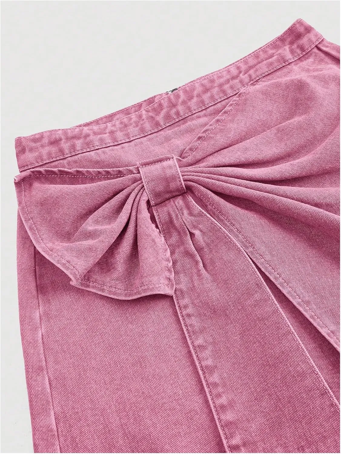 Floerns Women's Plus Size High Waist Denim Skirt Wrap Front Bow Bodycon Mini Skirt