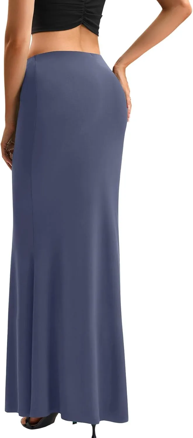 KIFOVEN Women's High Waist Elastic Flare Sexy Bodycon Basic Slim Maxi Skirt