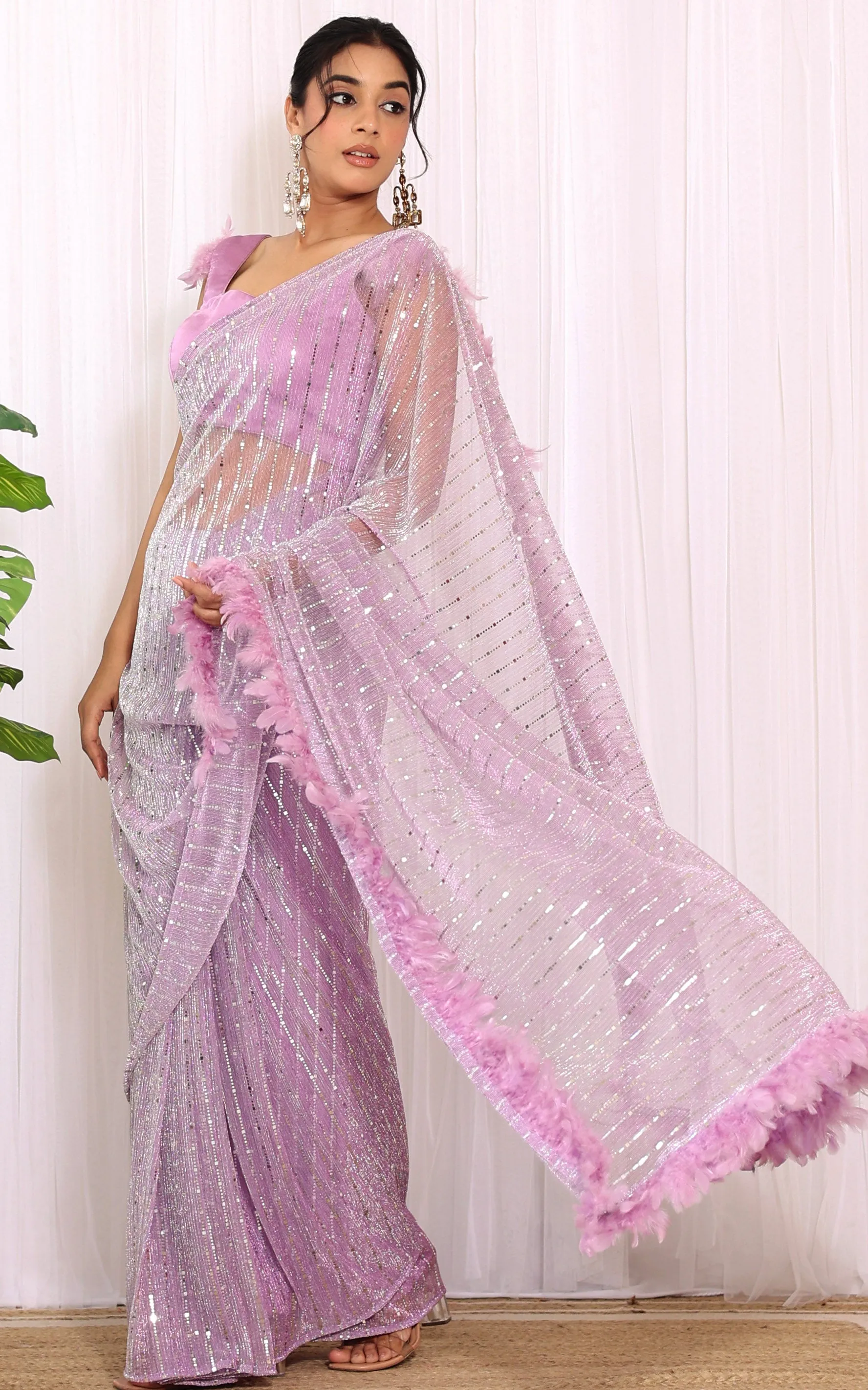 Lilac Shimmer Saree
