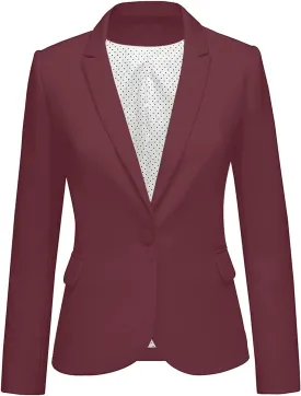 luvamia Women's Long Sleeve Formal Notch Lapel Button Down Blazer Pockets Jacket