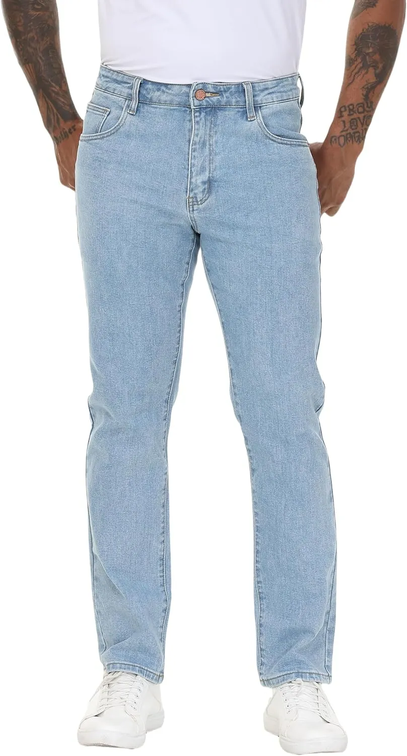 Men's Stretch Regular Fit Straight-Leg Cotton Fashion Comfort Flex Waist Denim Pants Jeans