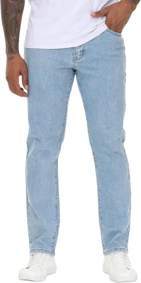 Men's Stretch Regular Fit Straight-Leg Cotton Fashion Comfort Flex Waist Denim Pants Jeans