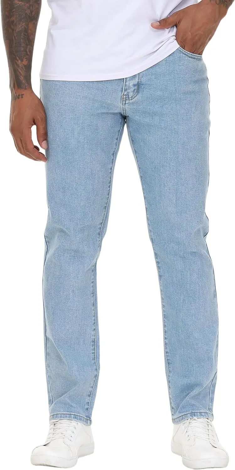 Men's Stretch Regular Fit Straight-Leg Cotton Fashion Comfort Flex Waist Denim Pants Jeans