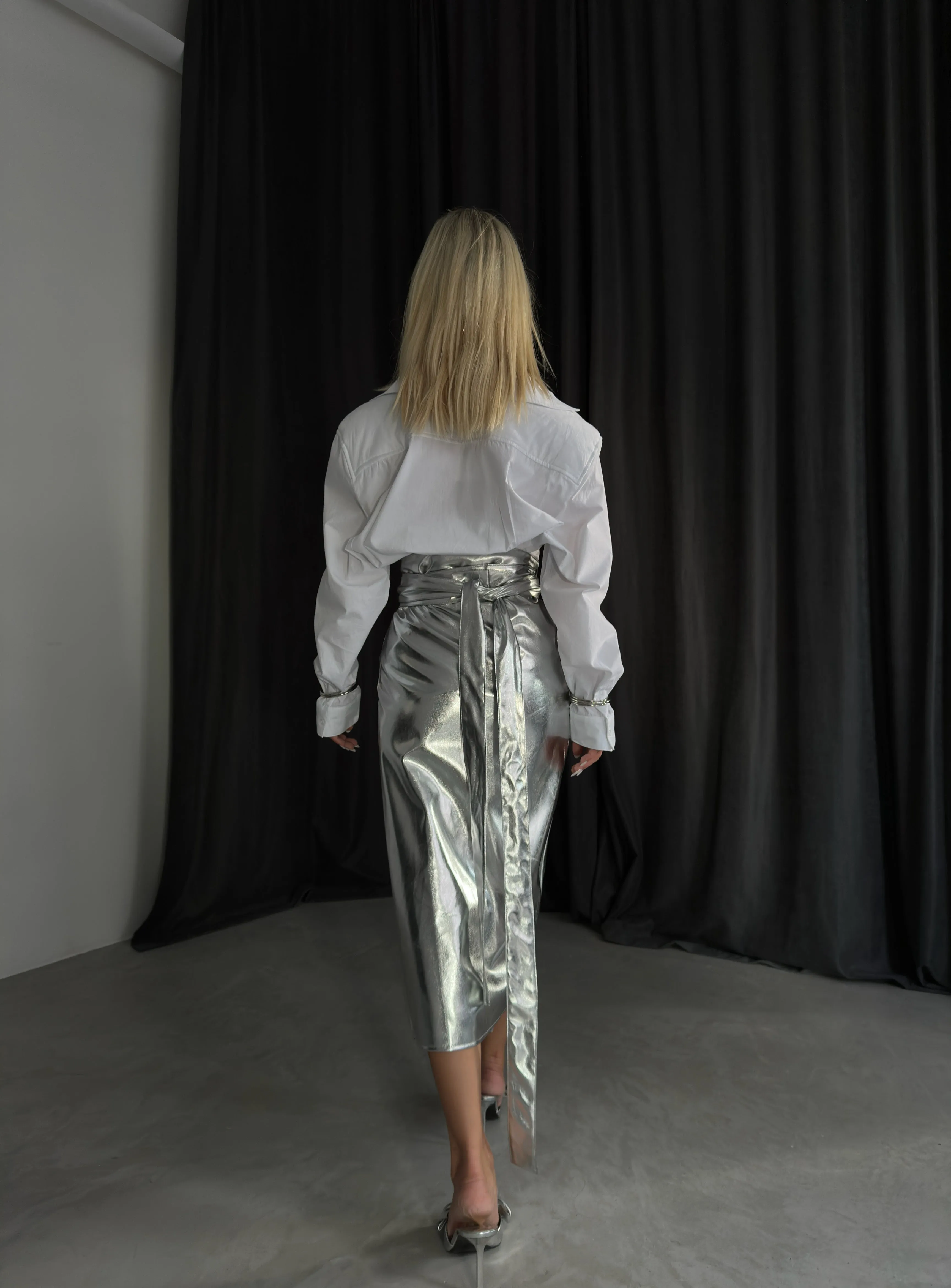 Metallic Wrap Skirt