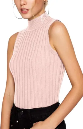 Nicetage 2025 Ribbed Sweater Tank Tops for Women Knit Mock Neck Top Sleeveless Shirts Summer Casual Basic Vest Tanks