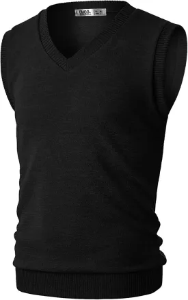 Ohoo Men's Cotton Blended Slim Fit Sweater Vest Knit V-Neck Sleeveless Pullover Sweater