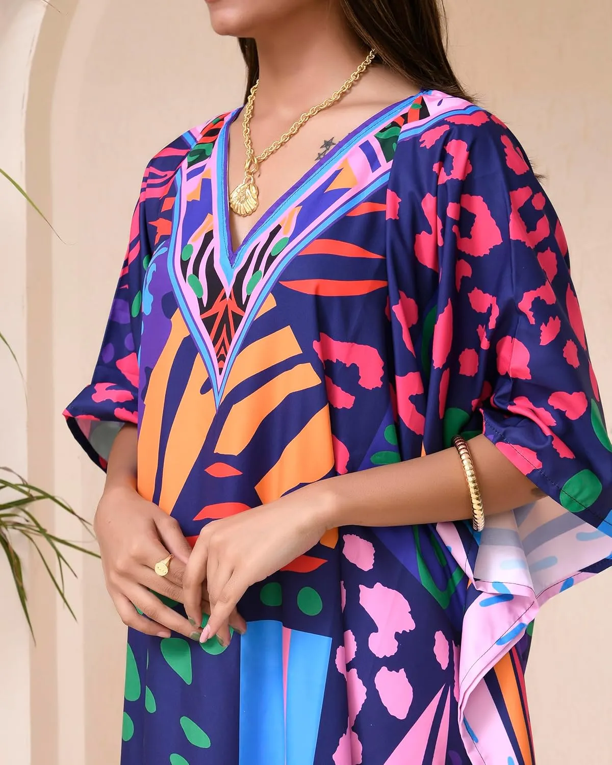 REYNOSOHOMEDECOR Kaftan Dresses for Women Plus Size Bathing Suit Cover up Caftan Maxi Beach Dresses