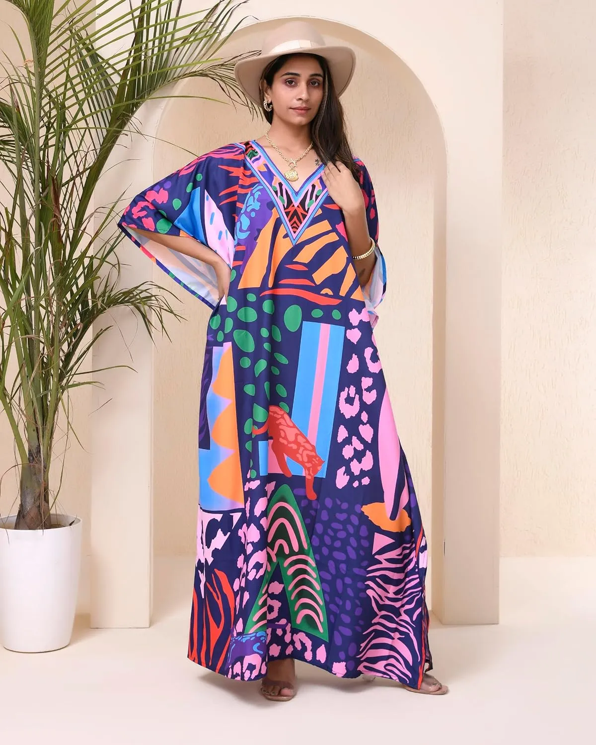 REYNOSOHOMEDECOR Kaftan Dresses for Women Plus Size Bathing Suit Cover up Caftan Maxi Beach Dresses