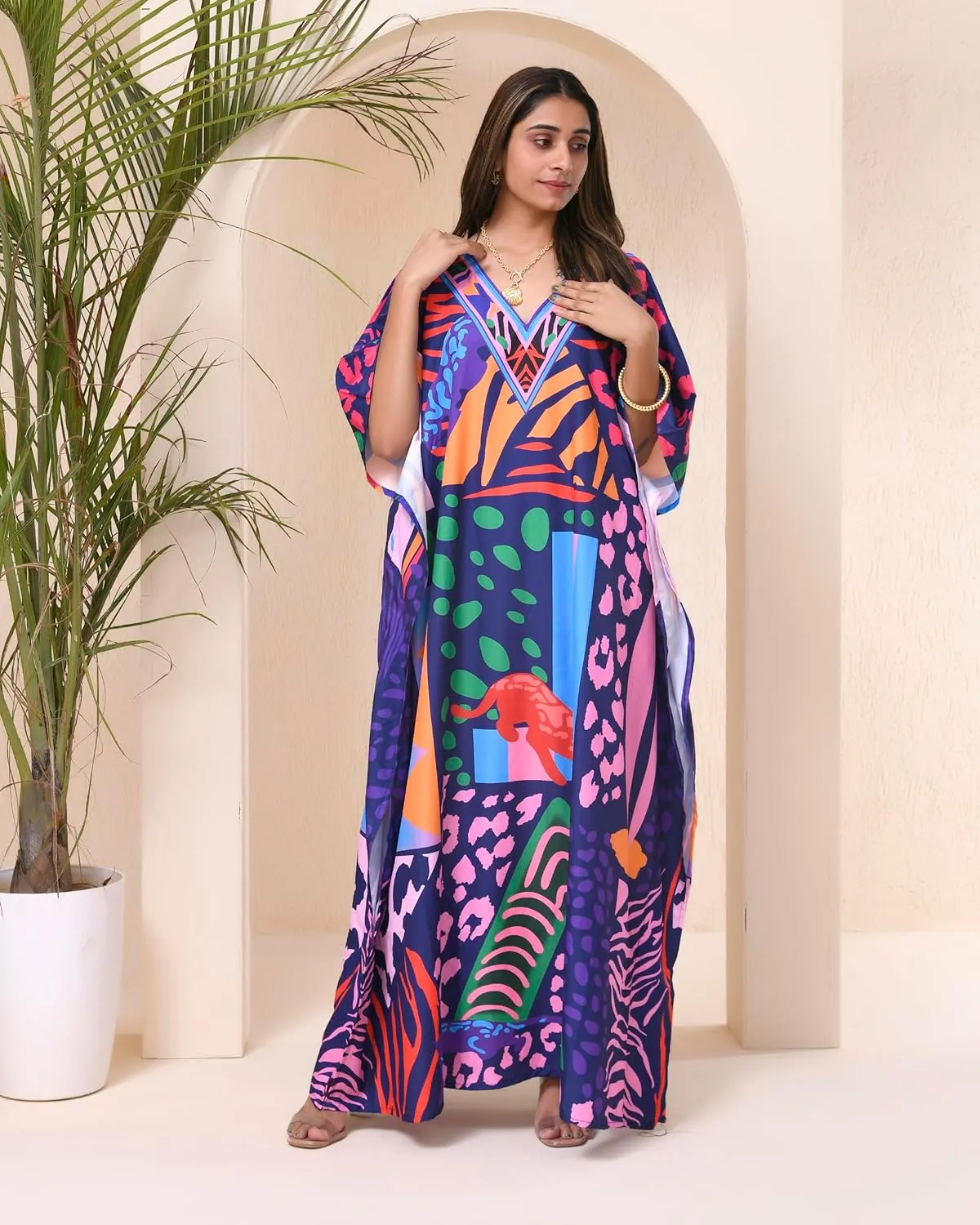 REYNOSOHOMEDECOR Kaftan Dresses for Women Plus Size Bathing Suit Cover up Caftan Maxi Beach Dresses