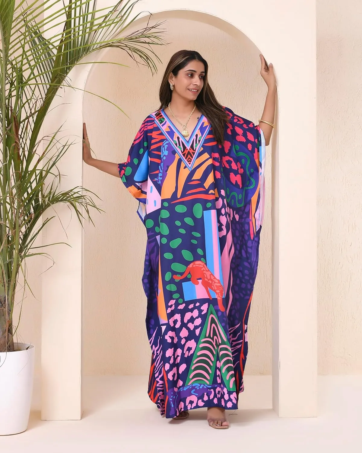 REYNOSOHOMEDECOR Kaftan Dresses for Women Plus Size Bathing Suit Cover up Caftan Maxi Beach Dresses