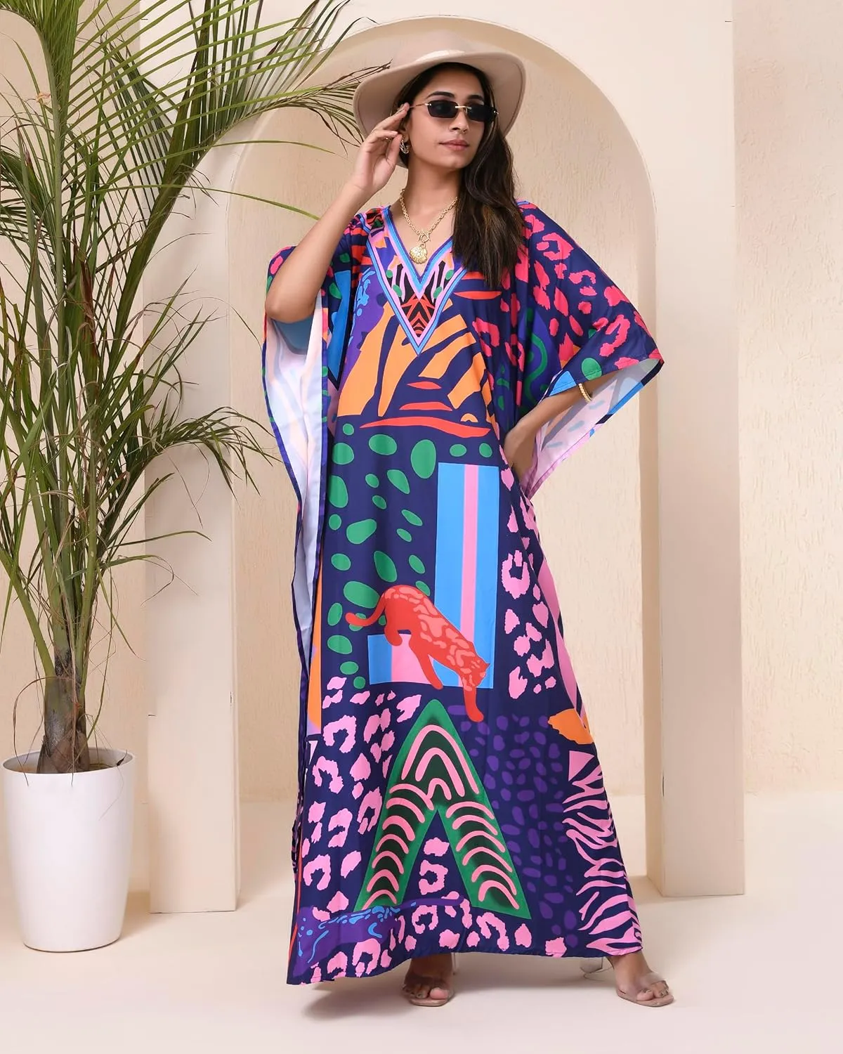 REYNOSOHOMEDECOR Kaftan Dresses for Women Plus Size Bathing Suit Cover up Caftan Maxi Beach Dresses