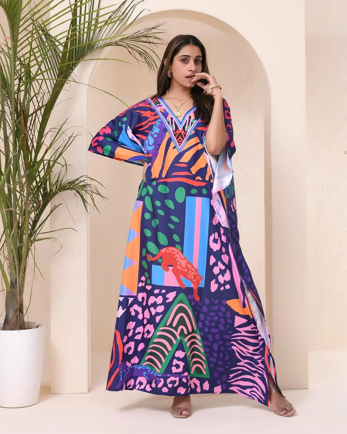 REYNOSOHOMEDECOR Kaftan Dresses for Women Plus Size Bathing Suit Cover up Caftan Maxi Beach Dresses