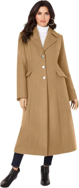 Roaman's Women's Plus Size Long Wool Blend Coat