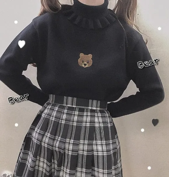 Soft Girl Teddy High Neck Pullover One Size
