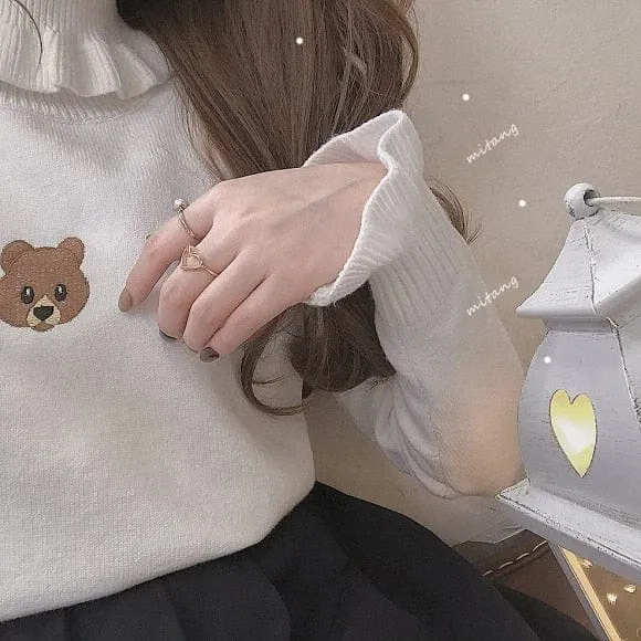 Soft Girl Teddy High Neck Pullover One Size