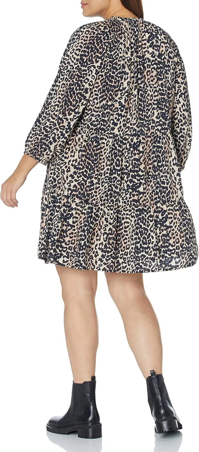 The Drop Women's @Caralynmirand Ruffle-Neck Tiered Mini Dress