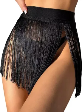 Women's High Waist Fringe Trim Party Mini Skirt