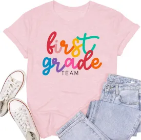 Womens Teacher Life Shirts First Grade Teacher Team T-Shirt 1st Grade Teacher Rainbow Tee Top