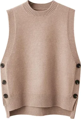 Wowcarbazole Women's Sleeveless Sweater Vest Casual Crew Neck Ribbed Knit Pullover Tops Loose Fit Full Clothes