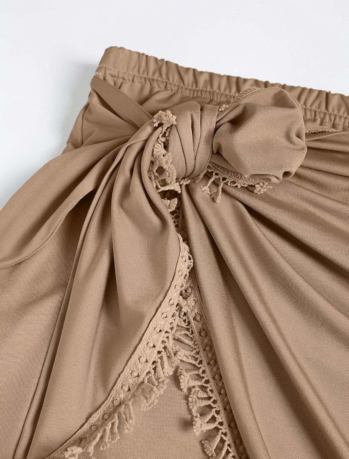 ZAFUL Slit Skirt for Women Boho Print Tie Side Wrap Tassel Casual Beach Mini Skirt