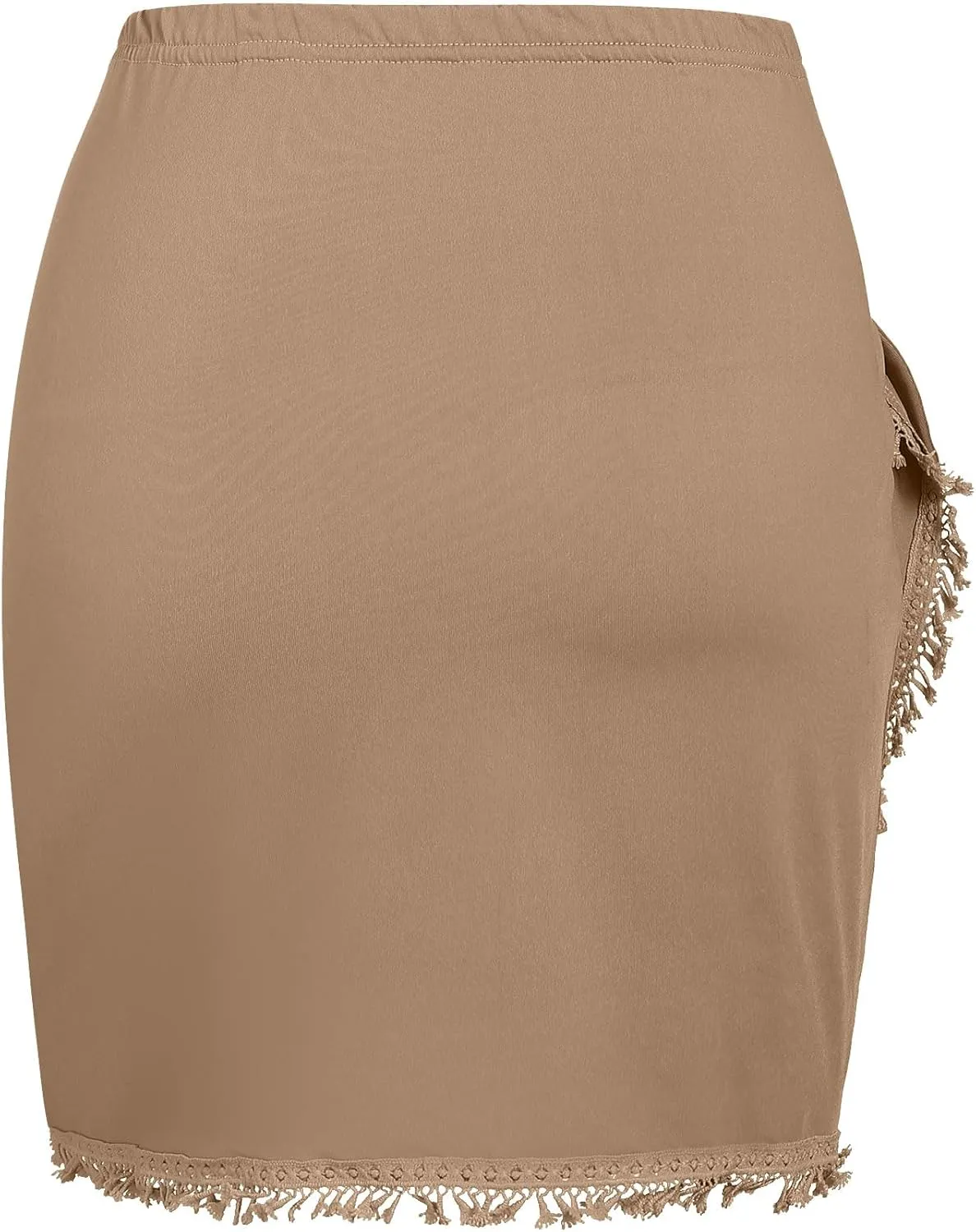 ZAFUL Slit Skirt for Women Boho Print Tie Side Wrap Tassel Casual Beach Mini Skirt